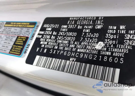 2022 Kia Telluride S from USA, damaged, VIN 5XYP6DHC9NG218605